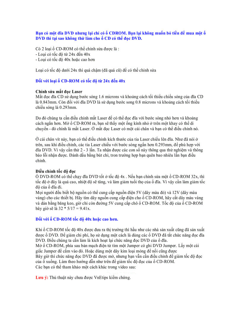 image for page Biến ổ CDROM thành ổ DVDROM