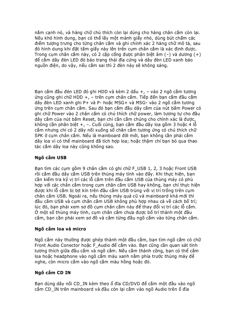 image for page Kết nối mainboard với thùng máy tính