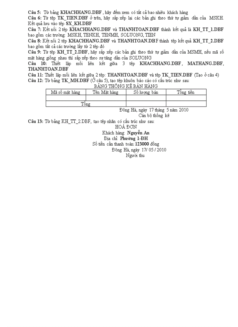 image for page Bài tập thực hành foxpro