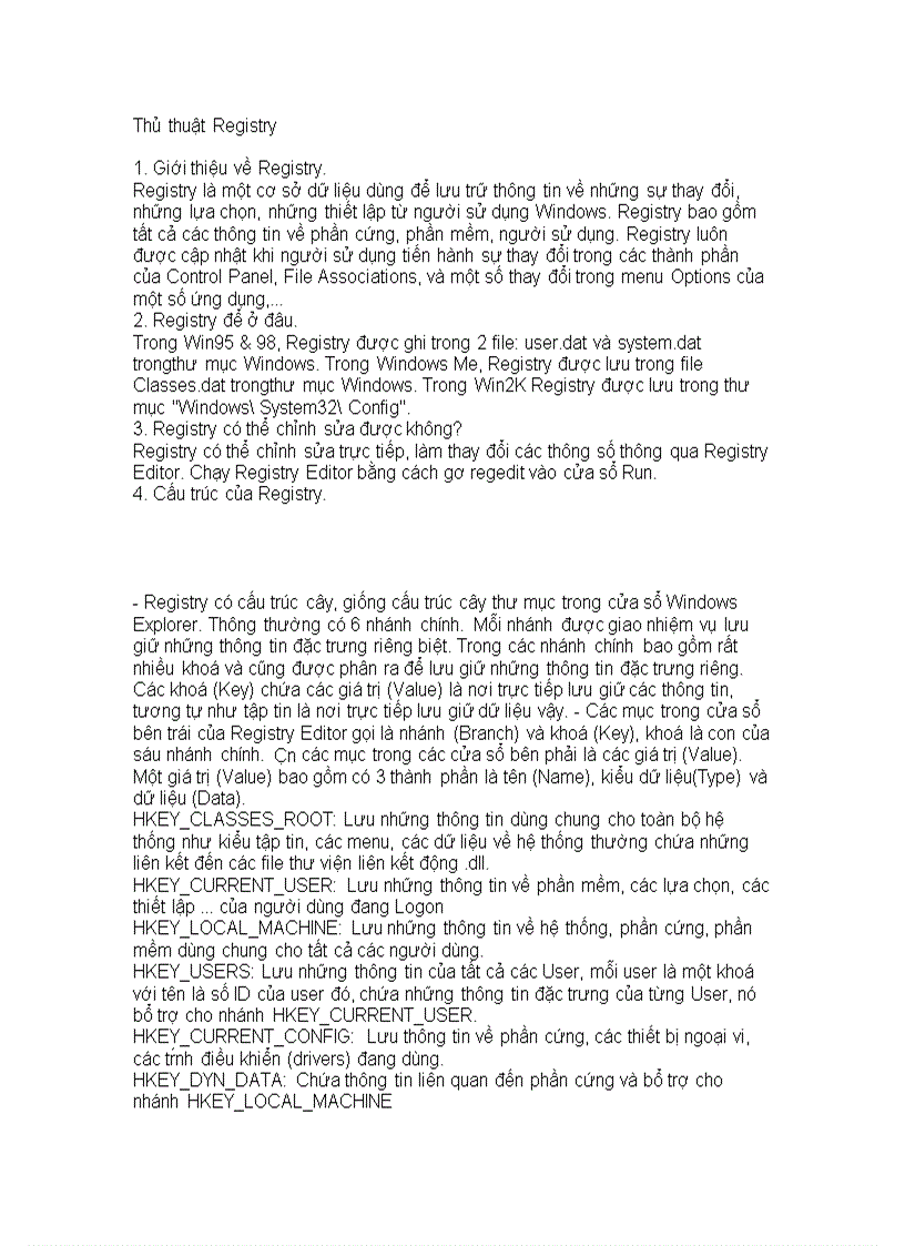 image for page Thủ thuật registry hay