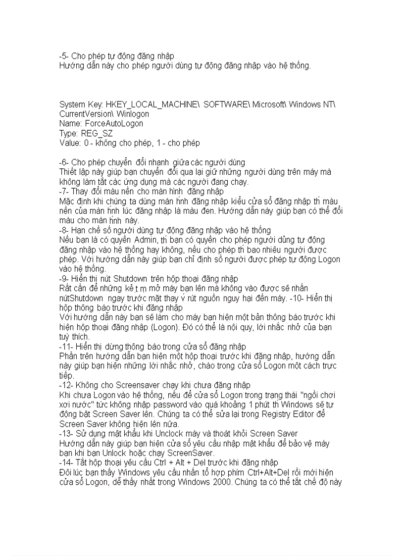 image for page Thủ thuật registry hay