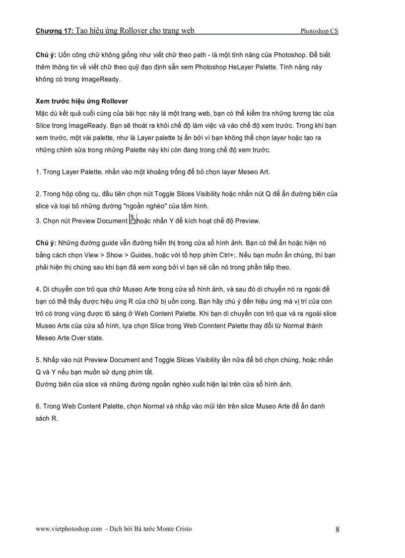 image for page Tạo hiệu ứng Rollover cho trang web