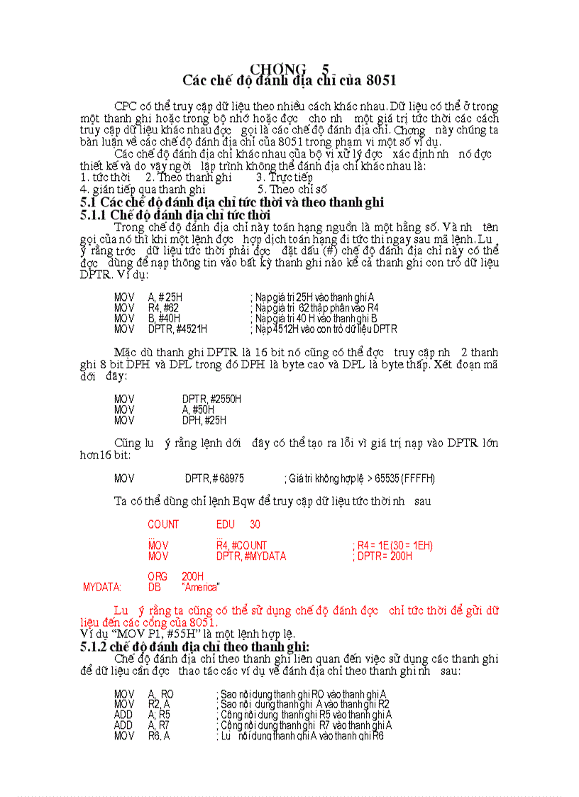 image for page Các chế độ đánh địa chỉ của 8051