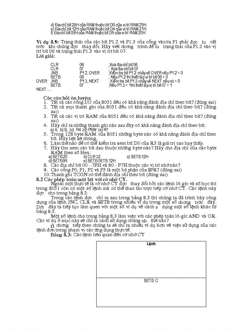 image for page Các lệnh một bít và lập trình