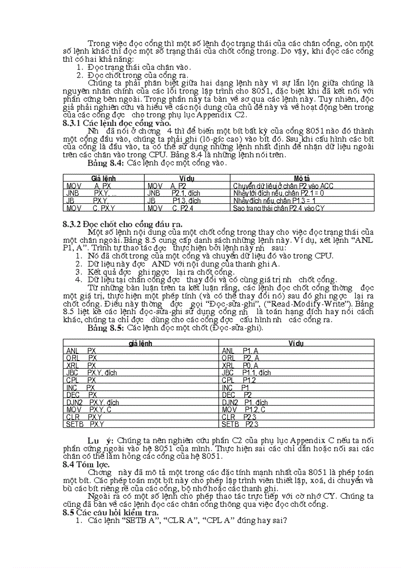 image for page Các lệnh một bít và lập trình