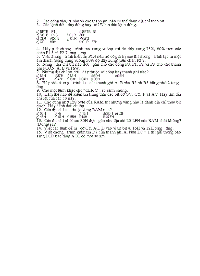 image for page Các lệnh một bít và lập trình