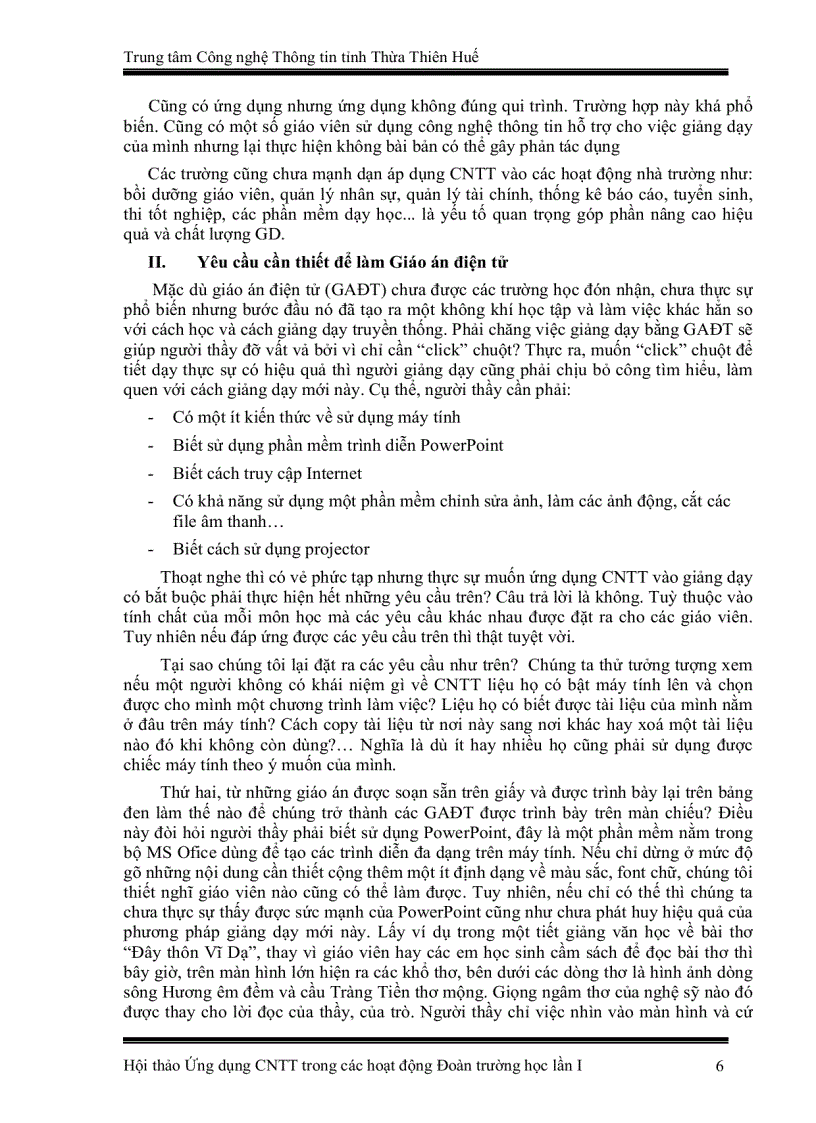 image for page Ứng dụng công nghệ thông tin trong công tác giảng dạy và quản lý