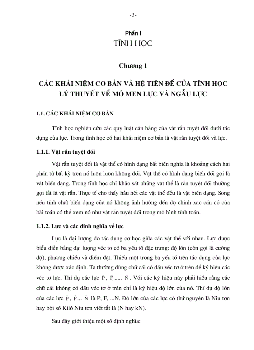 image for page Các khái niệm cơ bản về hệ tiên đề của tĩnh học lý thuyết về mô men lực và ngẫu lực