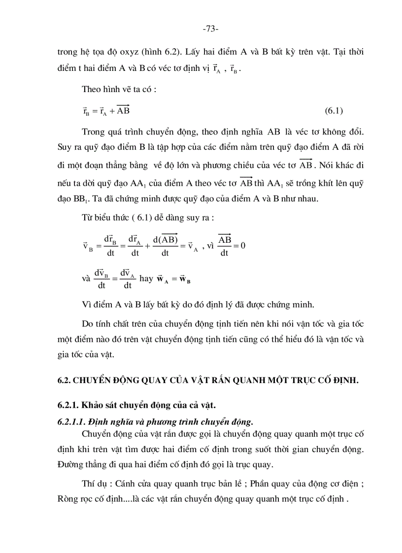 image for page Chuyển động tịnh tiến và chuyển động quay quanh một trục cố định của vật rắn