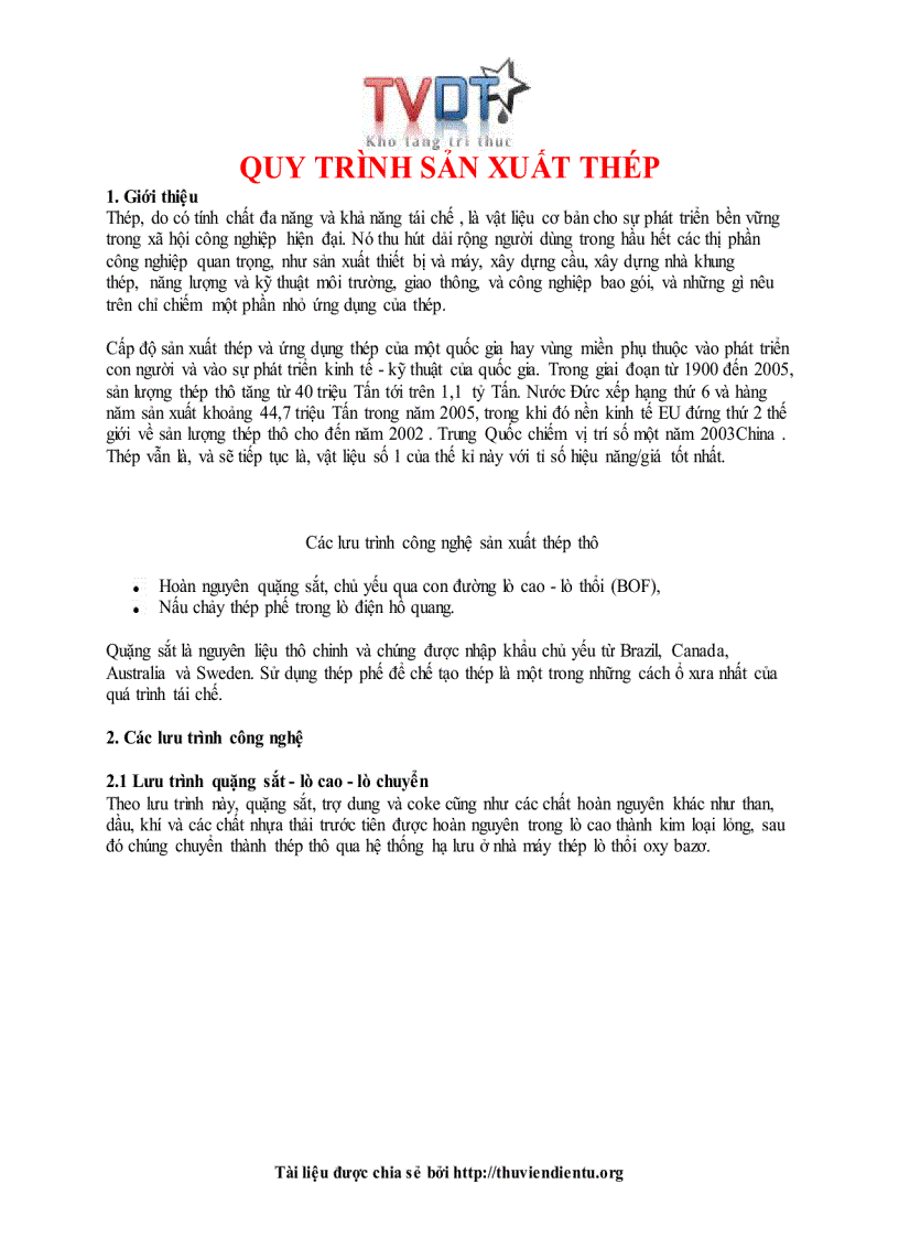 image for page Quy trình sản xuất thép