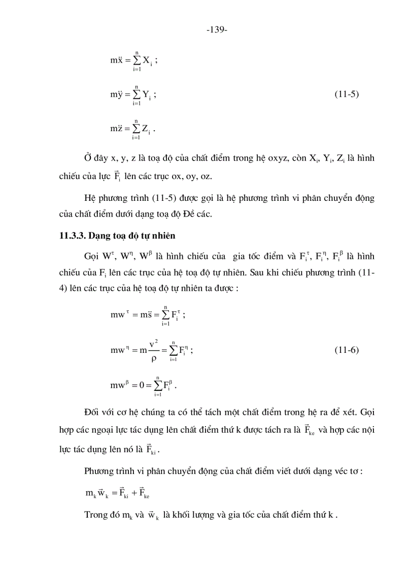 image for page Các định luật của niu tơn và phương trình vi phân chuyển động