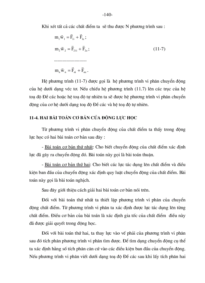 image for page Các định luật của niu tơn và phương trình vi phân chuyển động