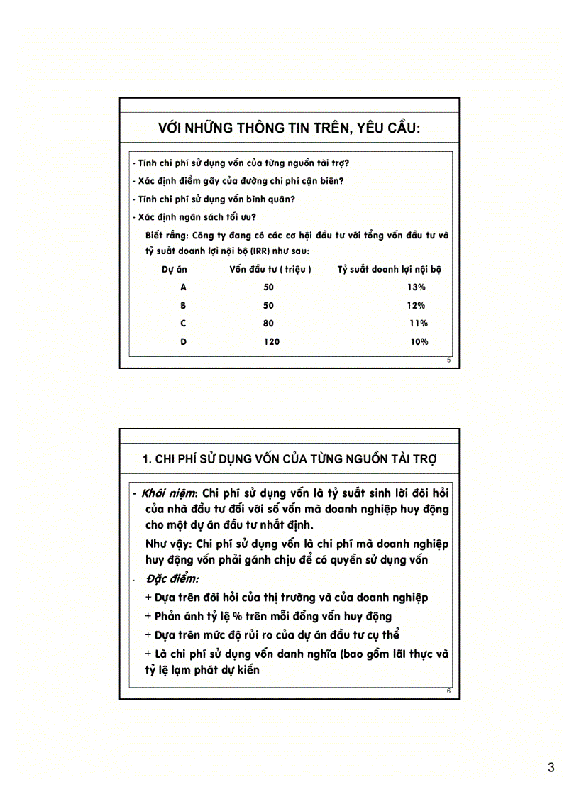 Tài chính công ty chuyên đề chi phí sử dụng vốn
