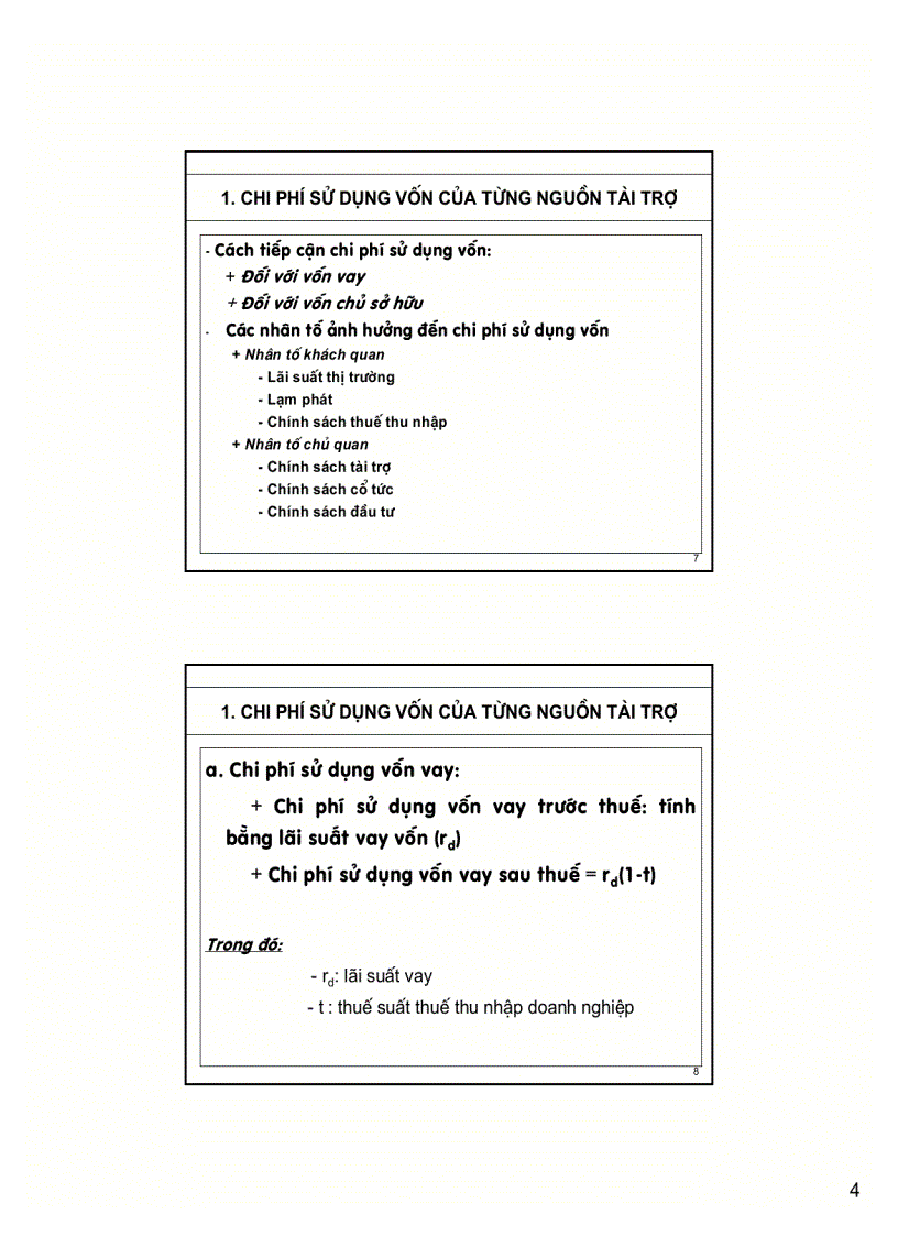Tài chính công ty chuyên đề chi phí sử dụng vốn