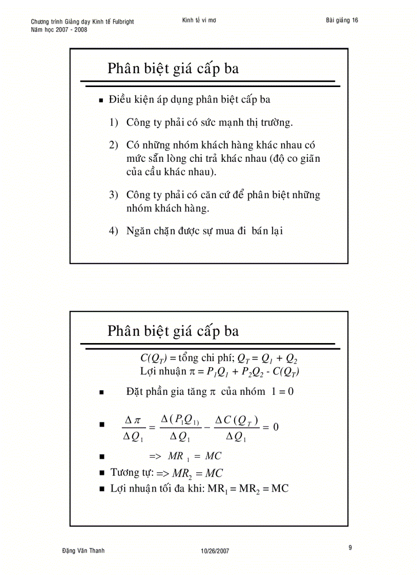 image for page Định giá trong điều kiện có sức mạnh thị trường