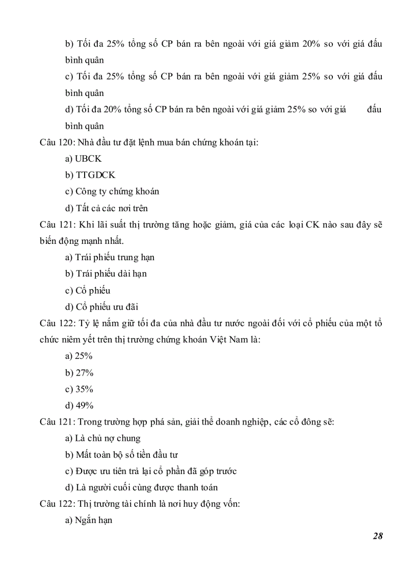 image for page Câu hỏi phần cơ bản về chứng khoán và thị trường chứng khoán
