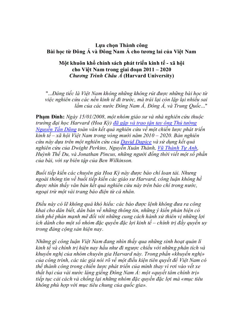 image for page Lựa chọn Thành công Bài học từ Đông Á và Đông Nam Á cho tương lai của Việt Nam