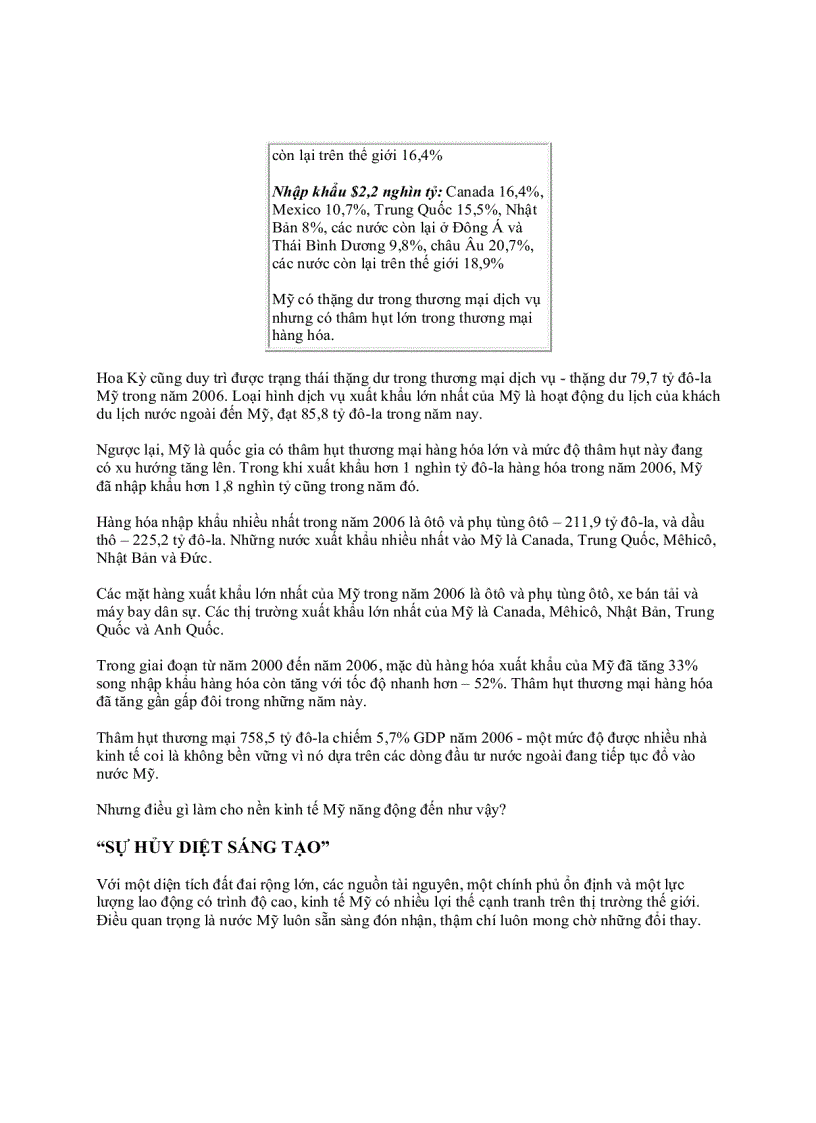 image for page Tóm tắt Nền Kinh tế Mỹ