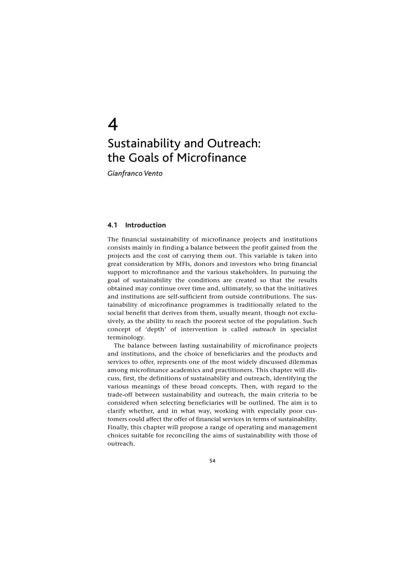 image for page Sustainability and Outreach the Goals of Microfinance