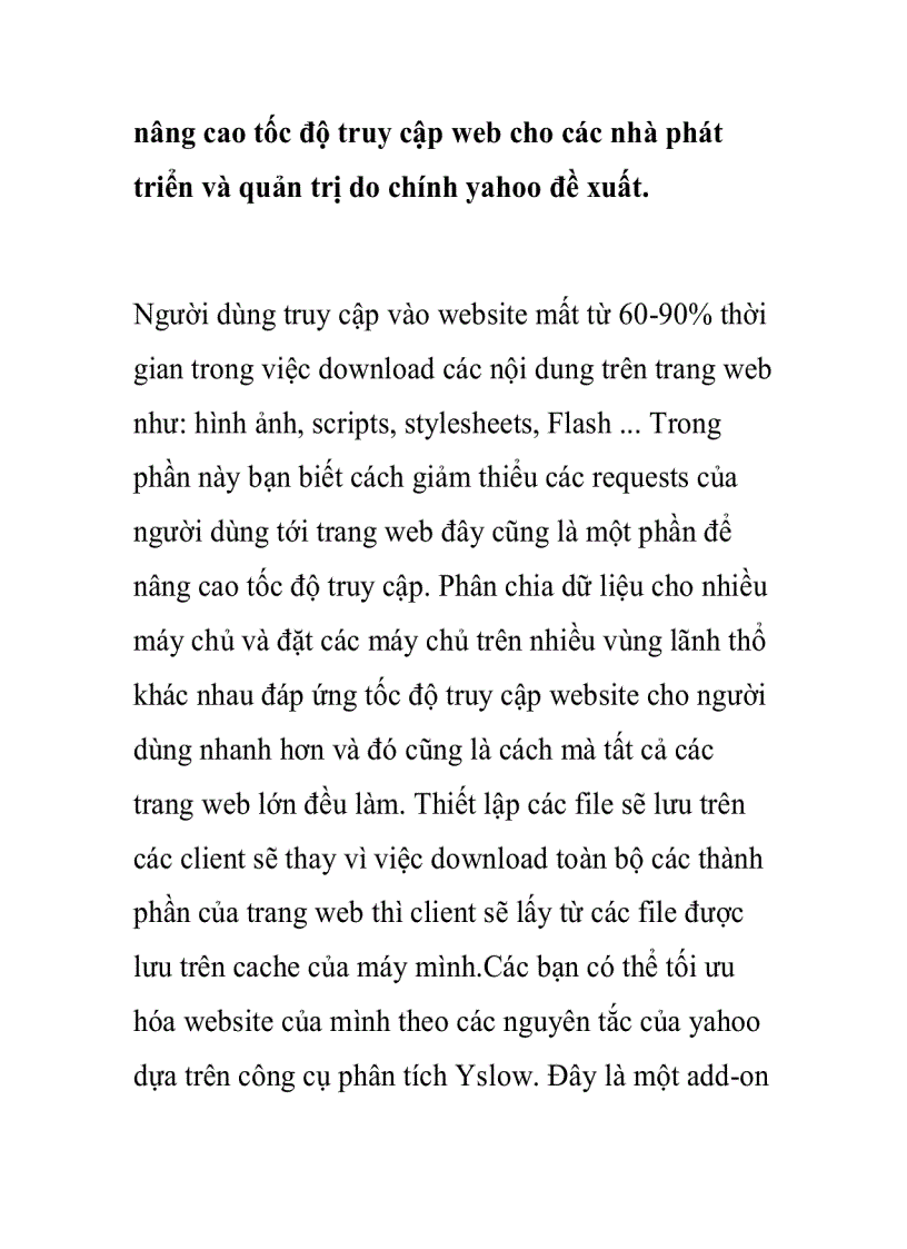 image for page Nguyên tắc tối ưu hóa website của Yahoo