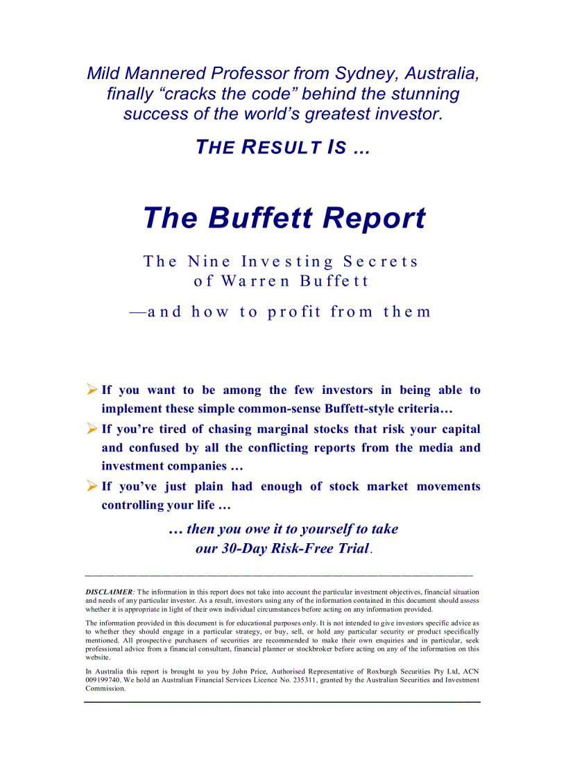 The buffett report
