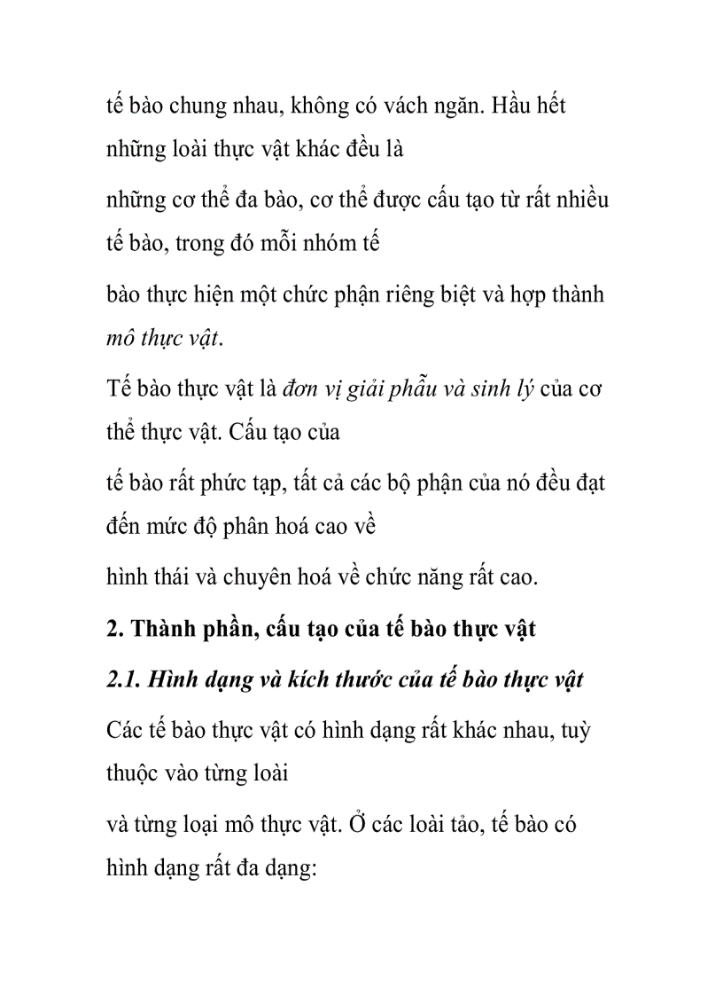 image for page Khái niệm về tế bào thực vật
