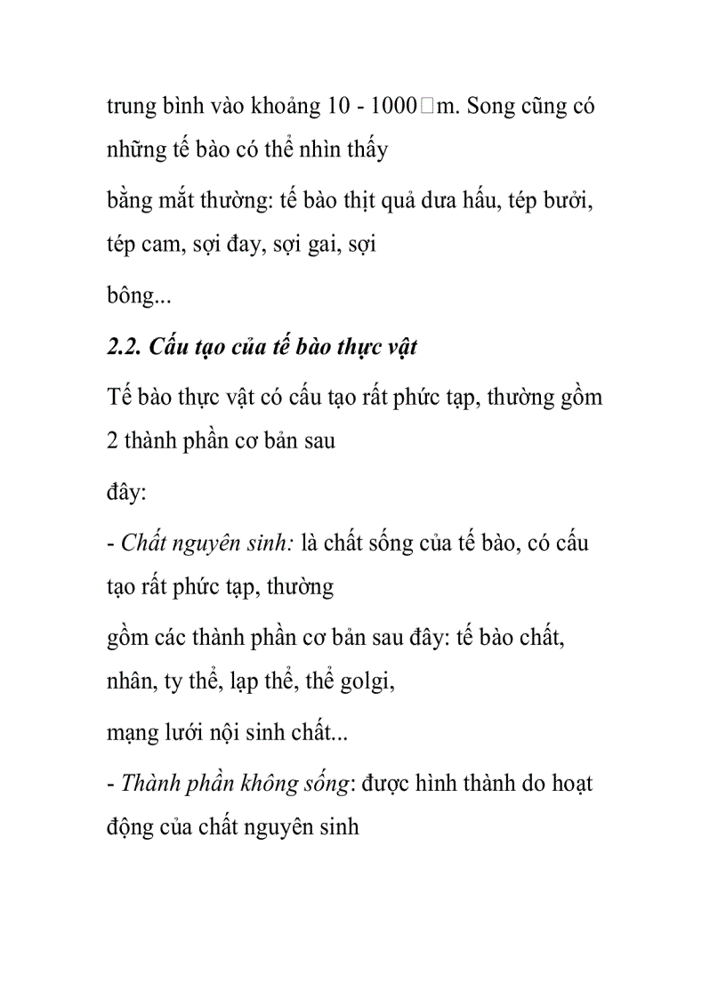 image for page Khái niệm về tế bào thực vật