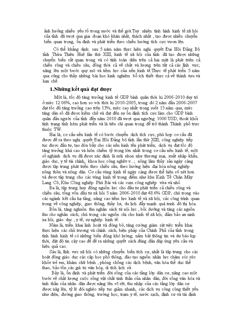 image for page Tìm hiểu về tình hình chuyển dịch cơ cấu kinh tế của tỉnh Thừa Thiên Huế giai đoạn 2006 2010