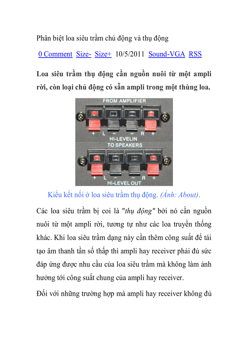 image for page Phân biệt loa siêu trầm chủ động và thụ động