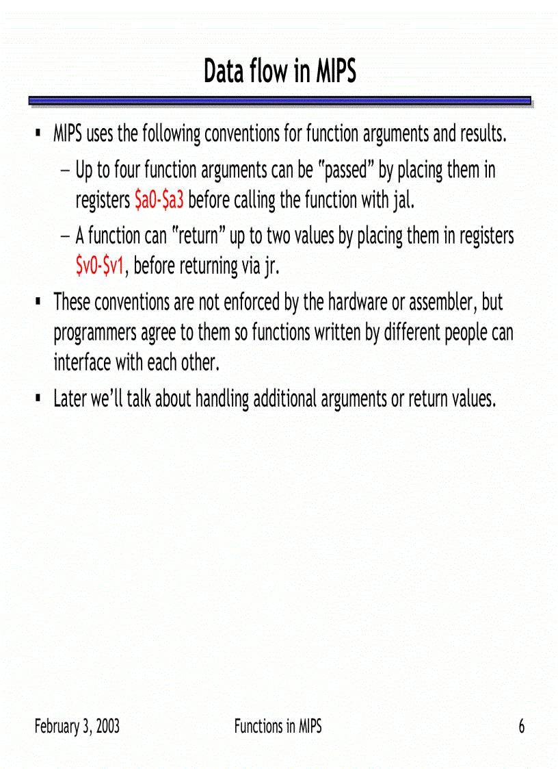 image for page Functions in MIPS