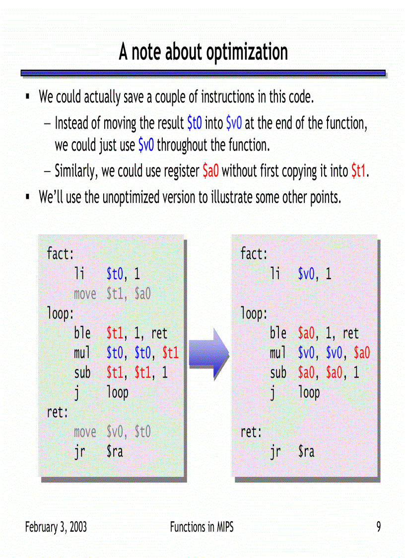 image for page Functions in MIPS
