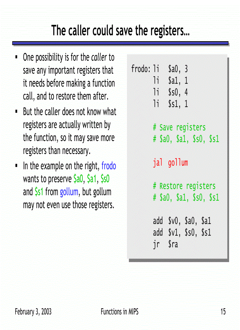 image for page Functions in MIPS