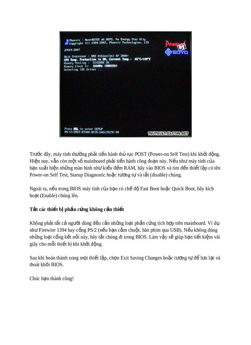 image for page Giúp máy tính chạy nhanh hơn với một vài thủ thuật BIOS
