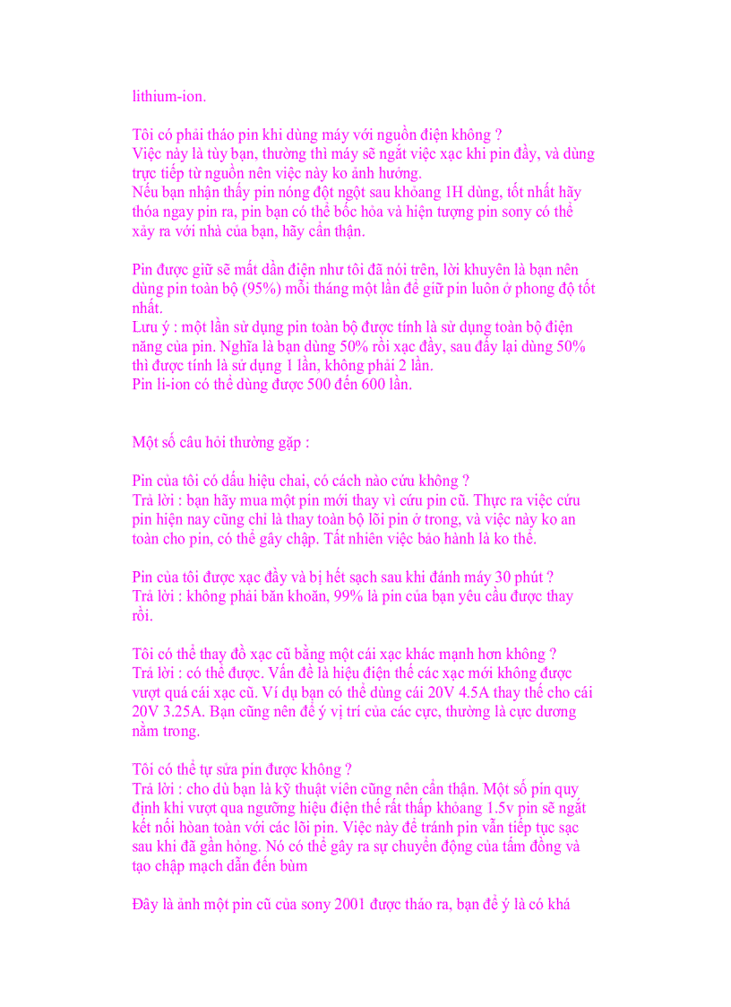 image for page Cách sử dụng và bảo quản pin laptop