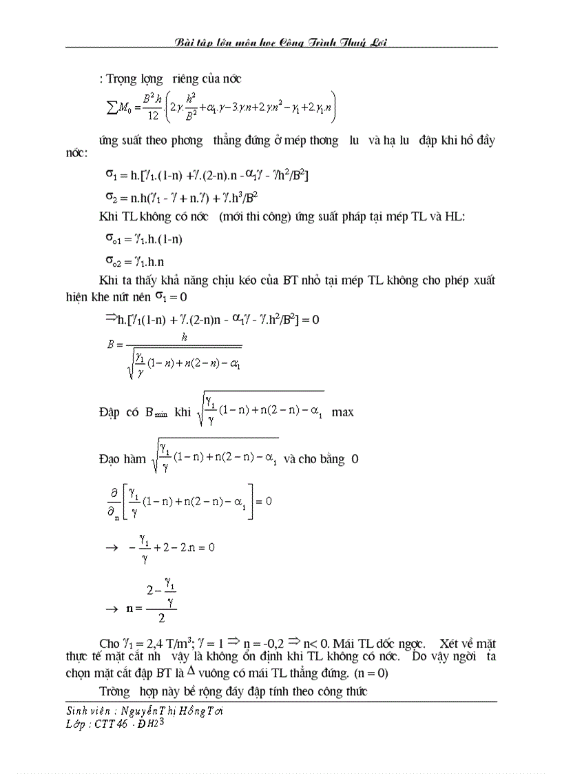 image for page Bài tập lớn môn học Công Trình Thuỷ Lợi