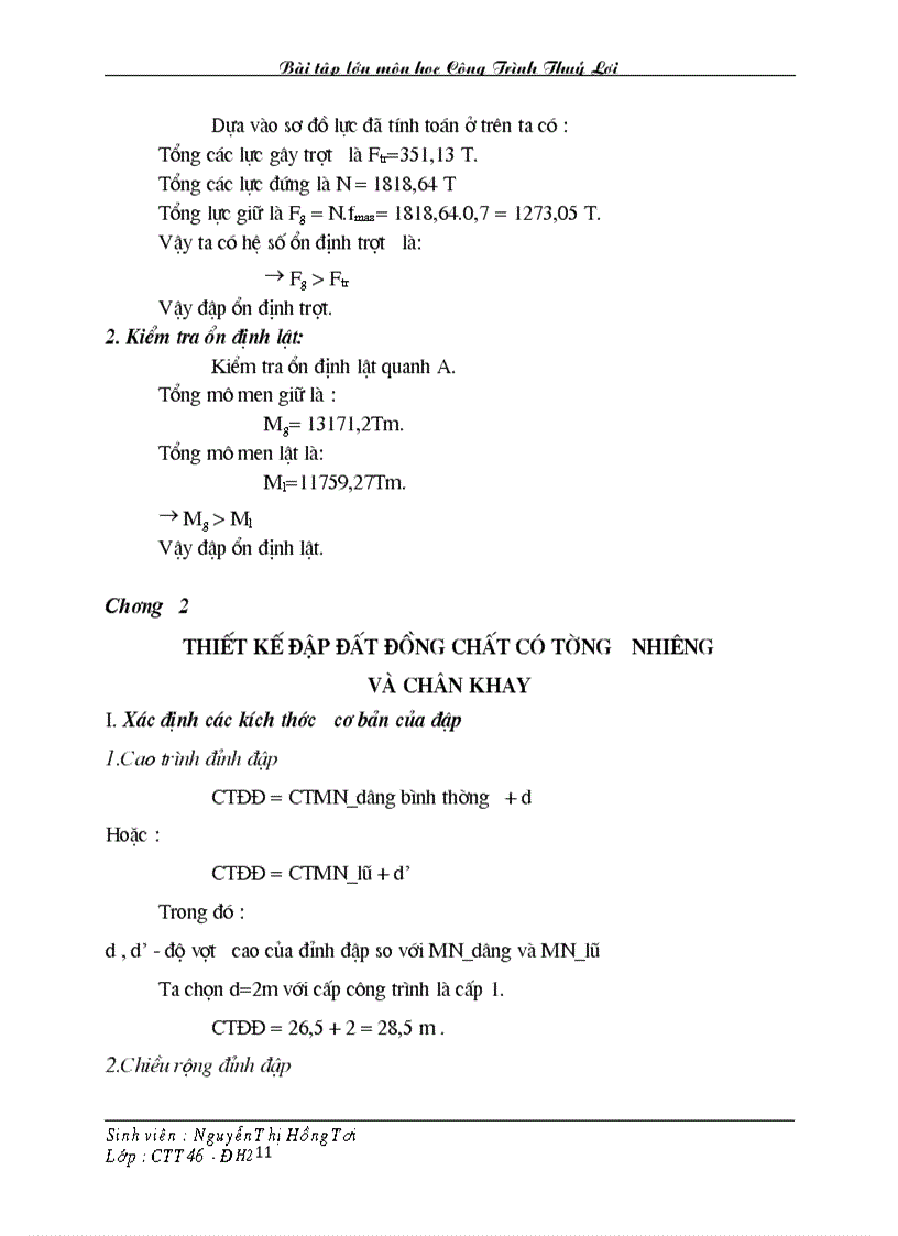 image for page Bài tập lớn môn học Công Trình Thuỷ Lợi