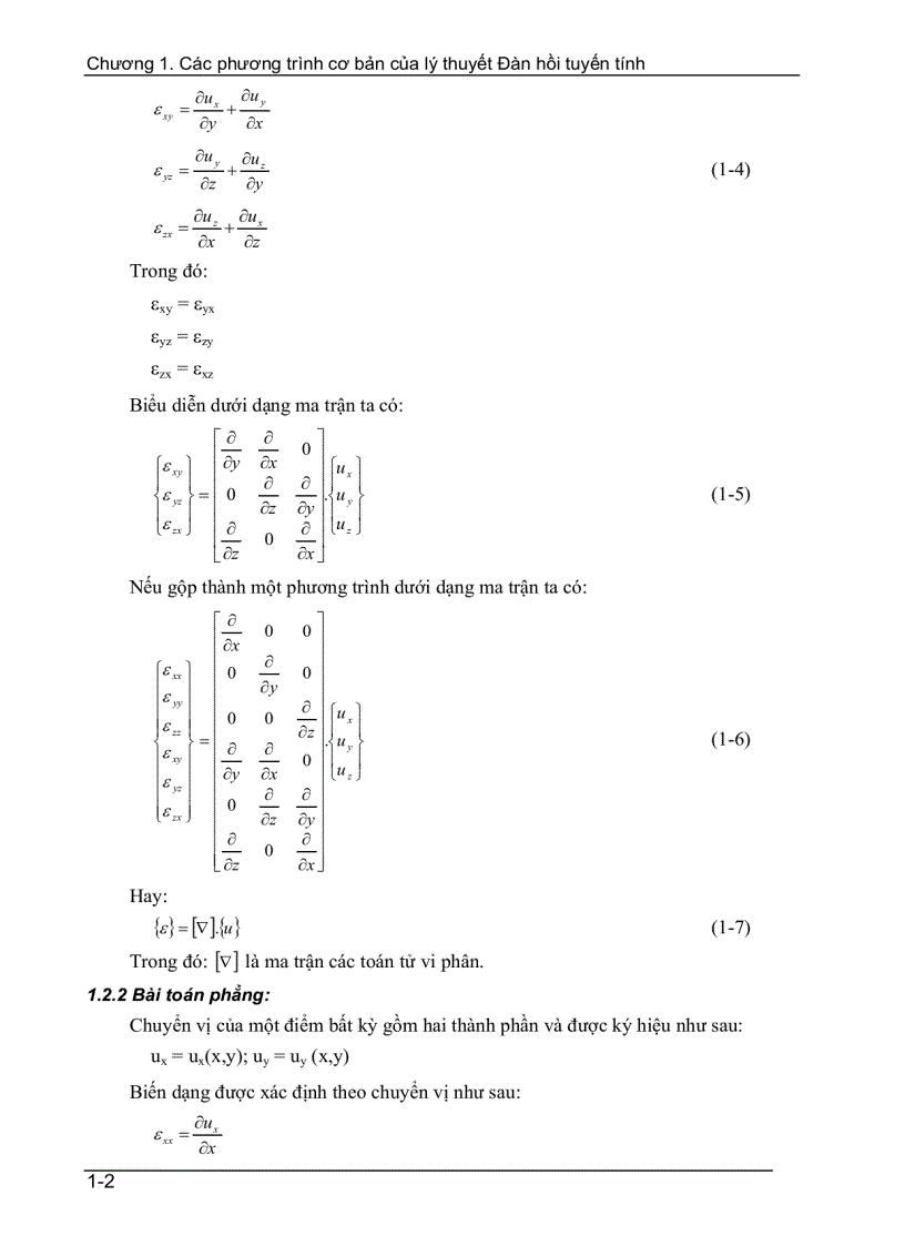 Các phương trình cơ bản của lý thuyết đàn hồi tuyến tính