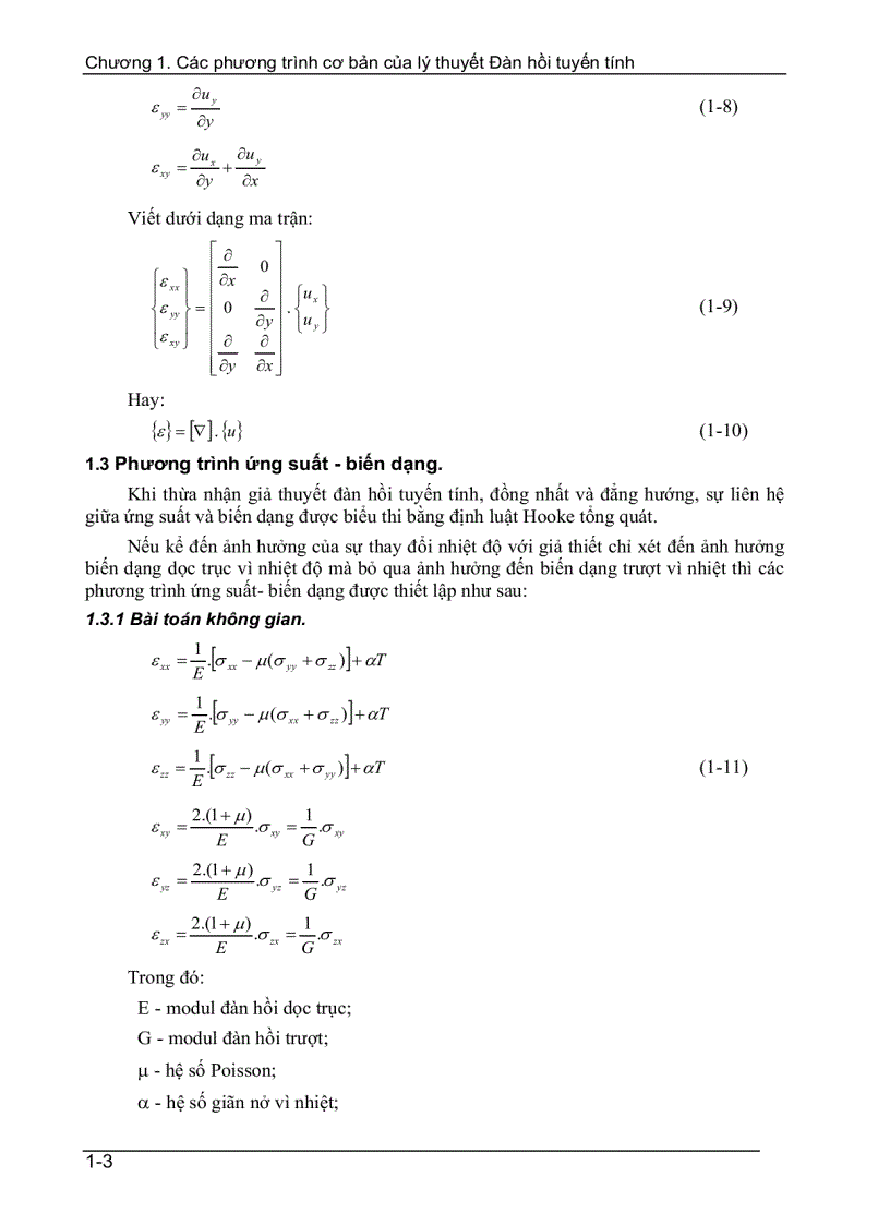 image for page Các phương trình cơ bản của lý thuyết đàn hồi tuyến tính