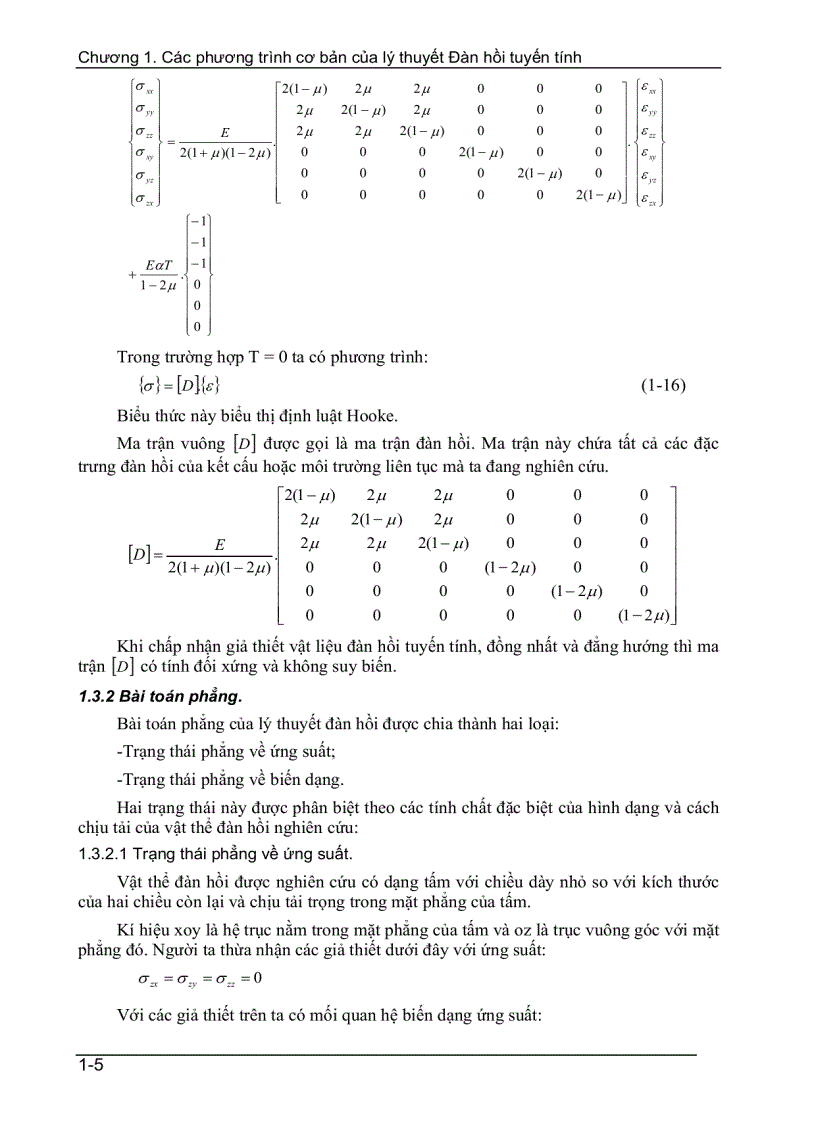 image for page Các phương trình cơ bản của lý thuyết đàn hồi tuyến tính