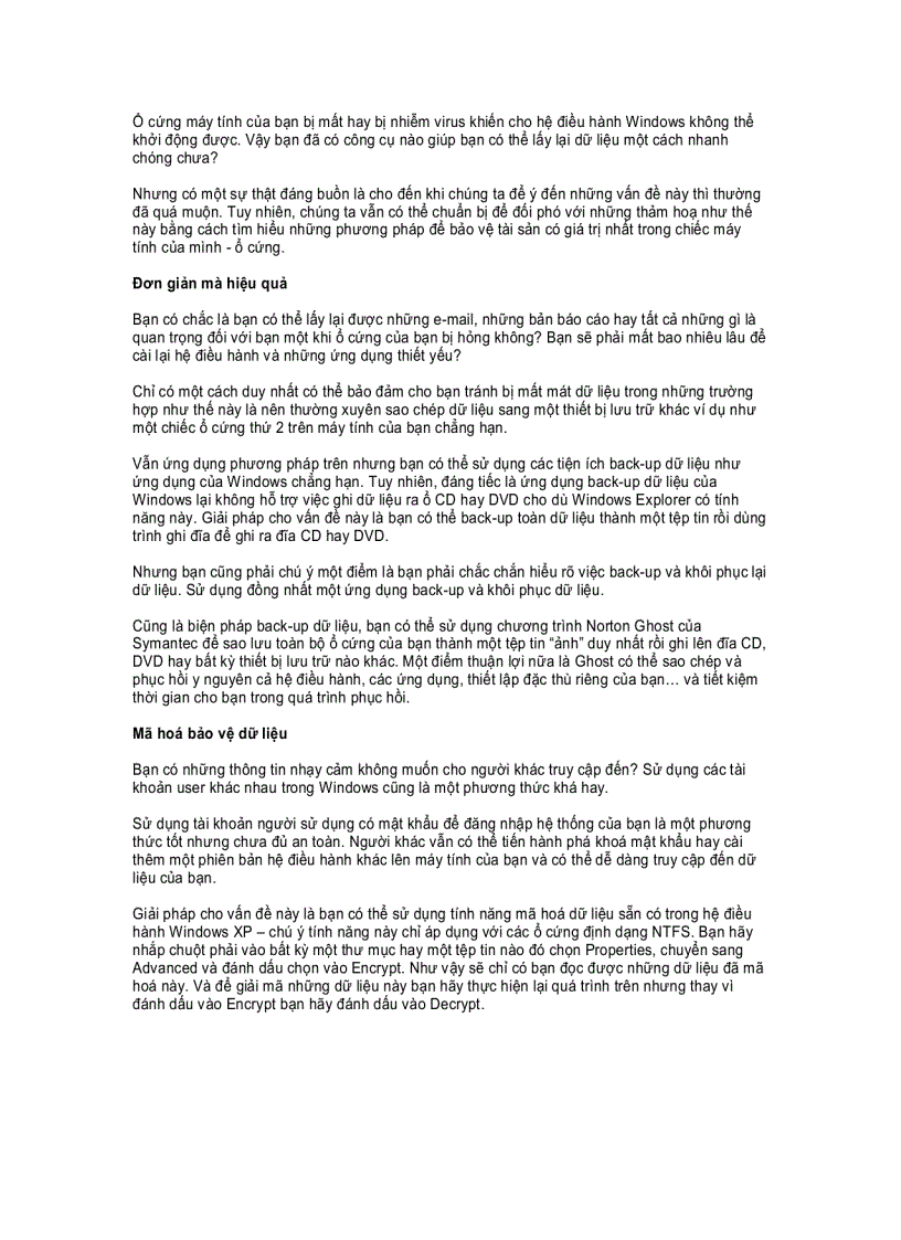 image for page Bảo vệ ổ cứng và dữ liệu