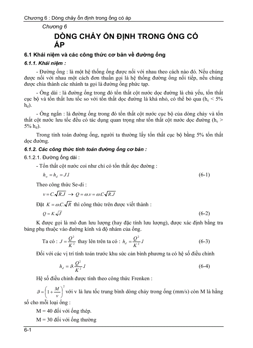 image for page Dòng chảy ổn định trong ống có áp
