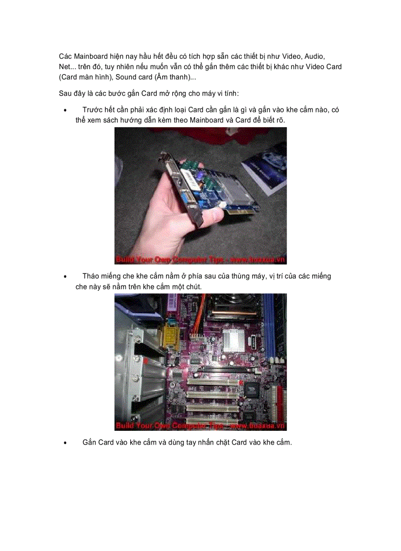 image for page Cách ráp các Card mở rộng cho máy vi tính