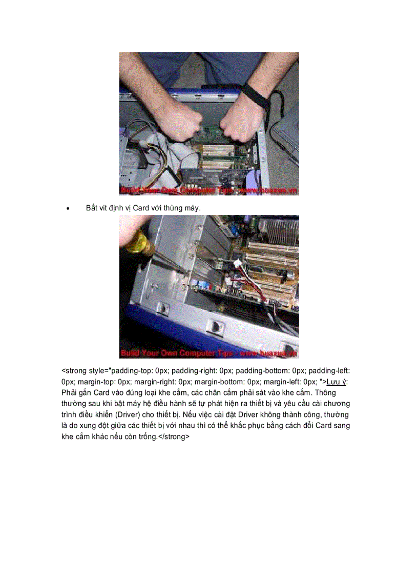 image for page Cách ráp các Card mở rộng cho máy vi tính