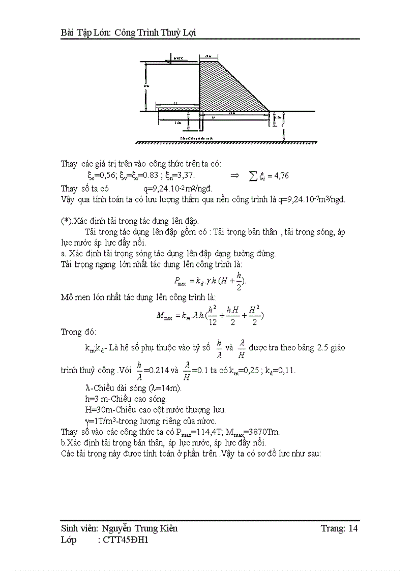 image for page Thiết kế đập đất đồng chất có tường nghiêng mềm