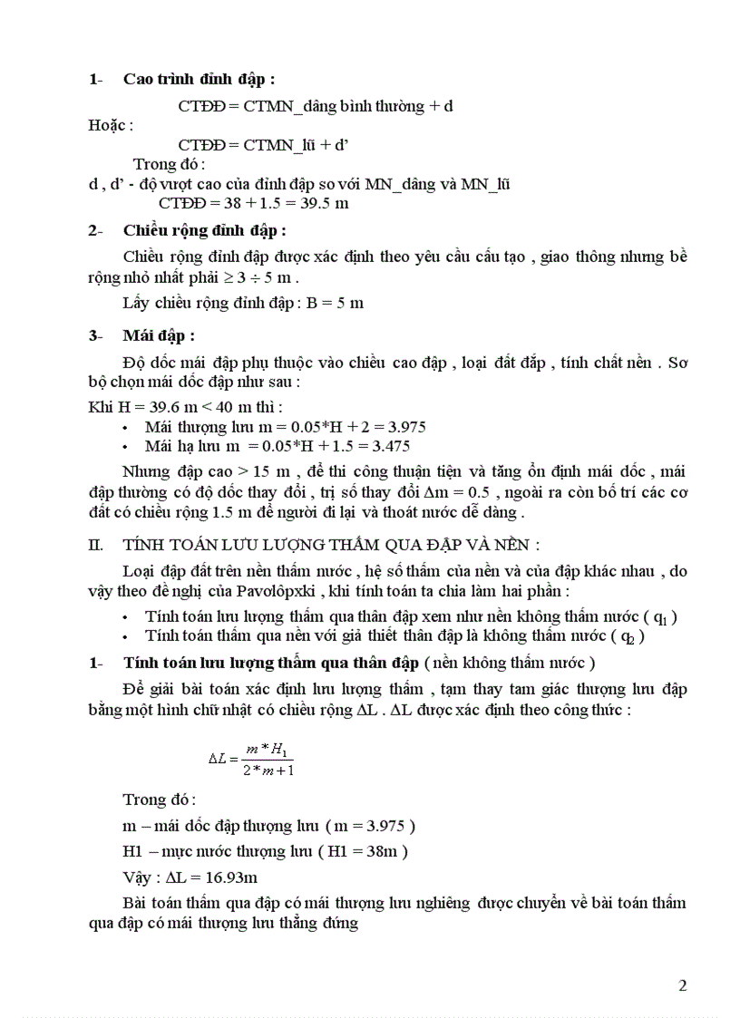 image for page Thiết kế đập đất đồng chất