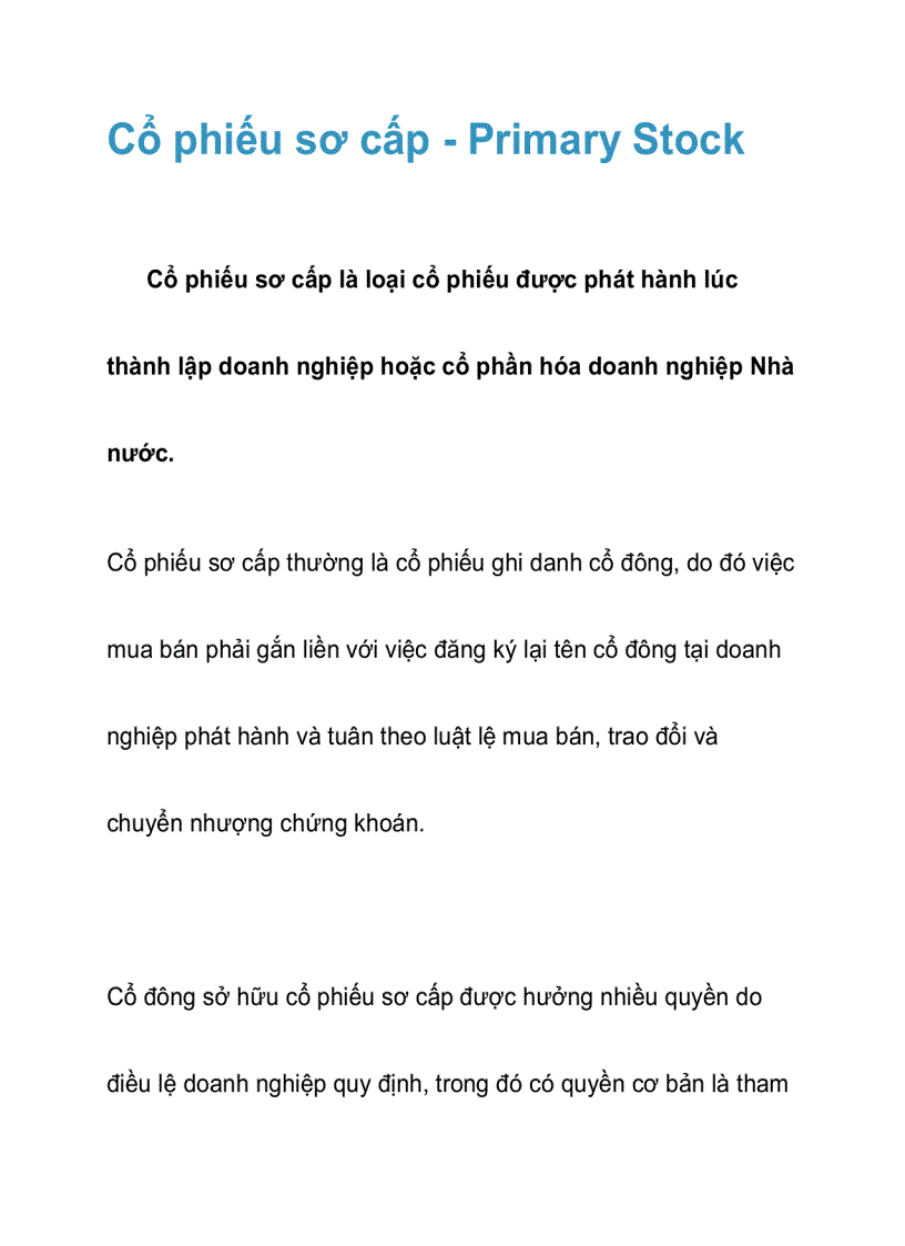 image for page Cổ phiếu sơ cấp Primary Stock