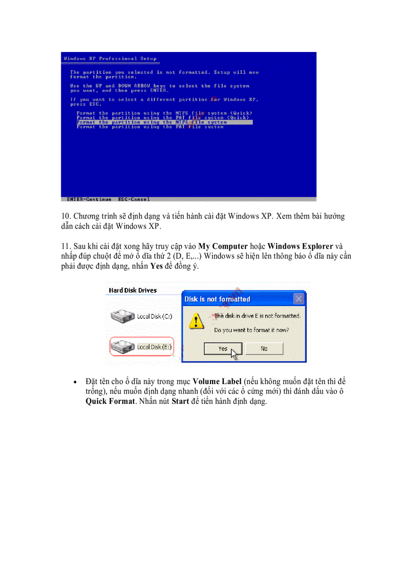 image for page Cách chia ổ dĩa khi cài Windows XP