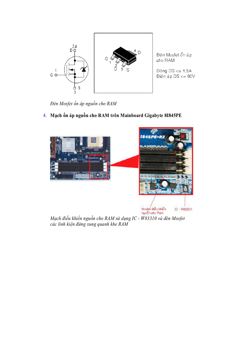 image for page Mainboard Mạch nguồn cho RAM và AGP