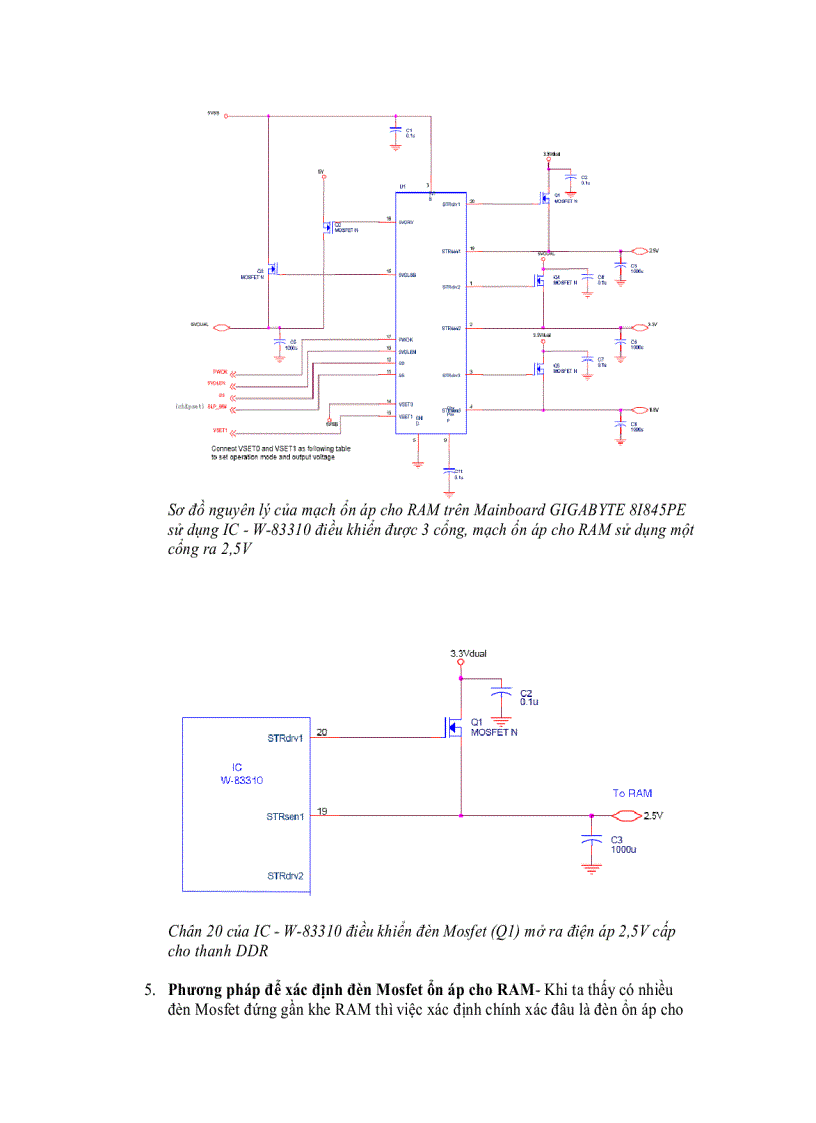 Mainboard Mạch nguồn cho RAM và AGP