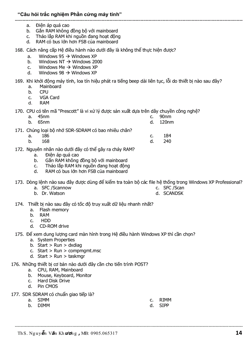 image for page Câu hỏi trắc nghiệm Phần cứng máy tính